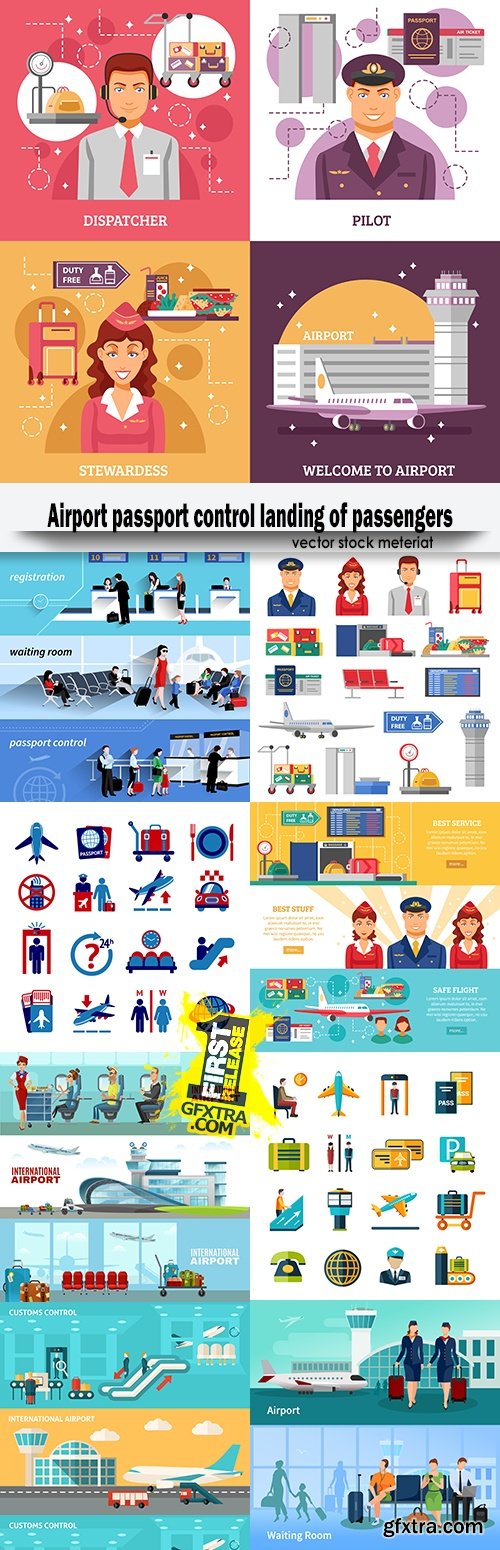 Airport passport control landing of passengers