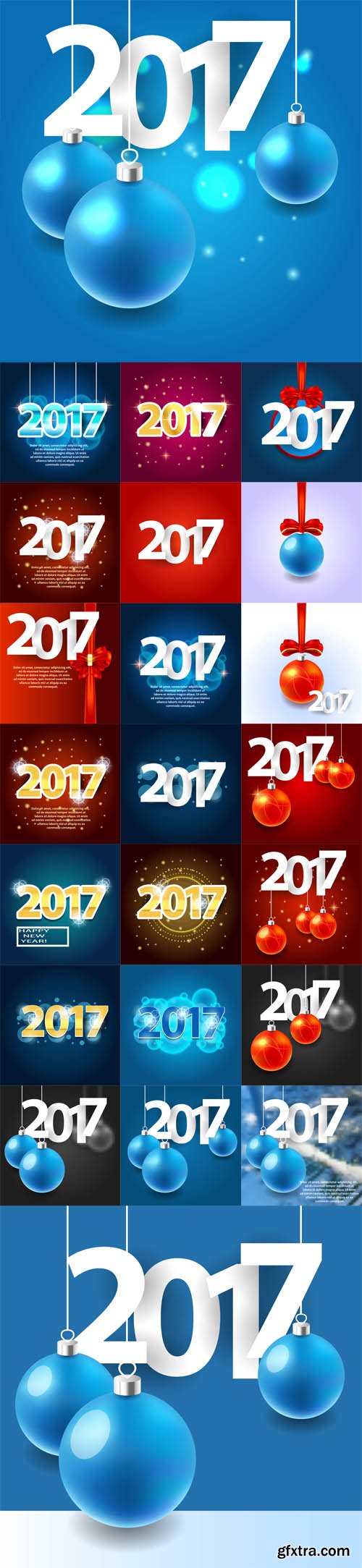 Vector Set - Happy New Year 2017 background. Calendar Template