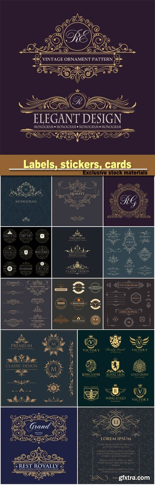 Decorative vector frame, template signage, logos, labels, stickers, cards