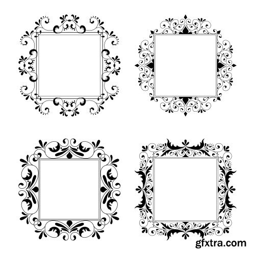 Beautiful collection of frames, decorative elements in antique style
