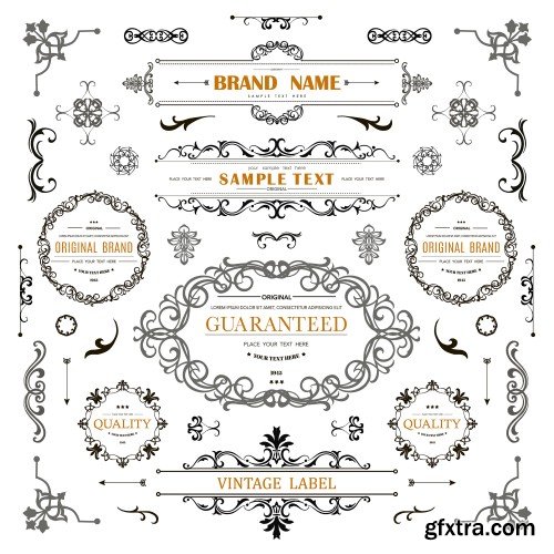 Beautiful collection of frames, decorative elements in antique style