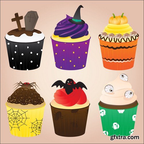 Halloween cupcakes 1 - 5 EPS