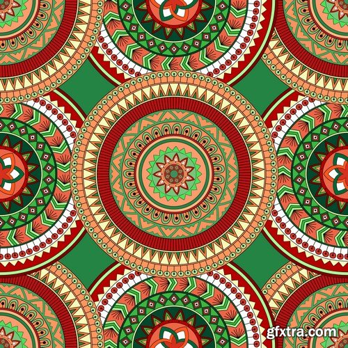 Flower Ethnic Ornaments & Backgrounds 2 - 15xEPS