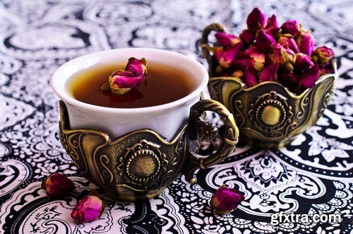 Tea with tea rose - 5 UHQ JPEG