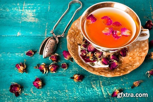 Tea with tea rose - 5 UHQ JPEG