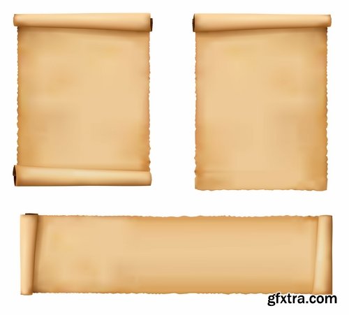 Collection of old paper parchment scroll vector picture frame 25 EPS