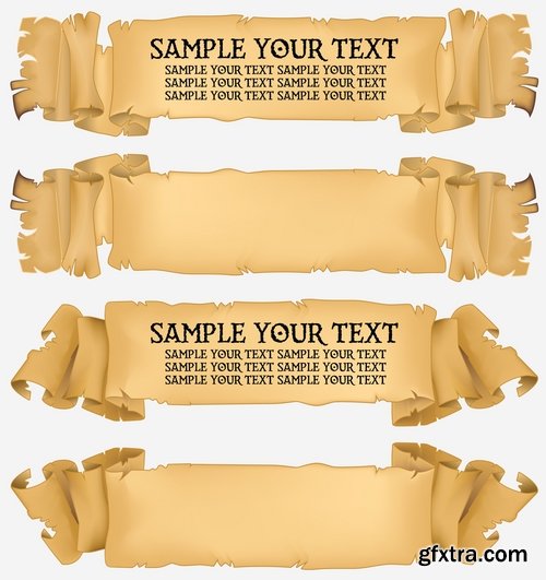 Collection of old paper parchment scroll vector picture frame 25 EPS