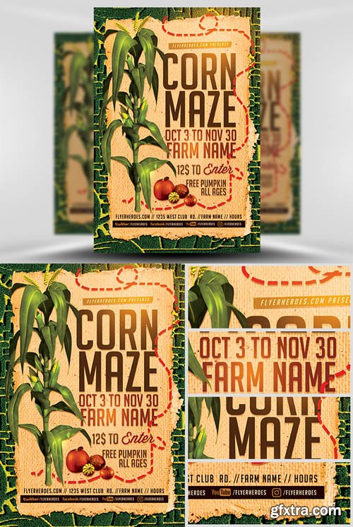 Fall Corn Maze Flyer Template Fall Corn Maze Flyer Template