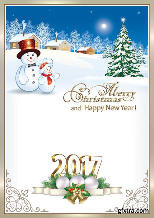 Happy new year 2017, Christmas design template