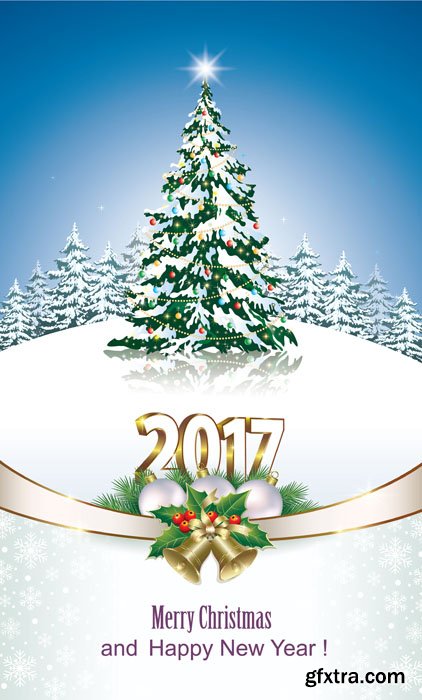 Happy new year 2017, Christmas design template