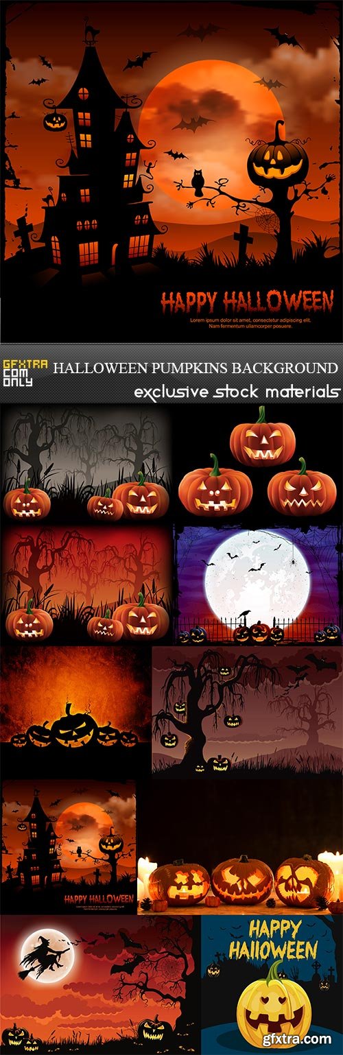 Halloween Pumpkins Background, 10 x UHQ JPEG