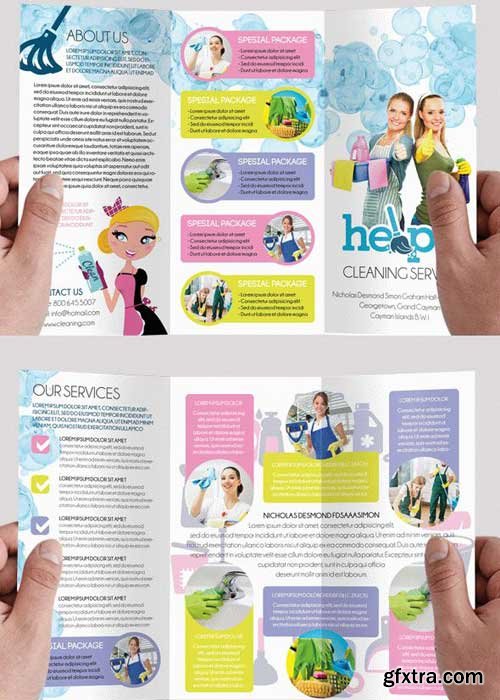 Cleaning services V1 Premium Tri-Fold PSD Brochure Template