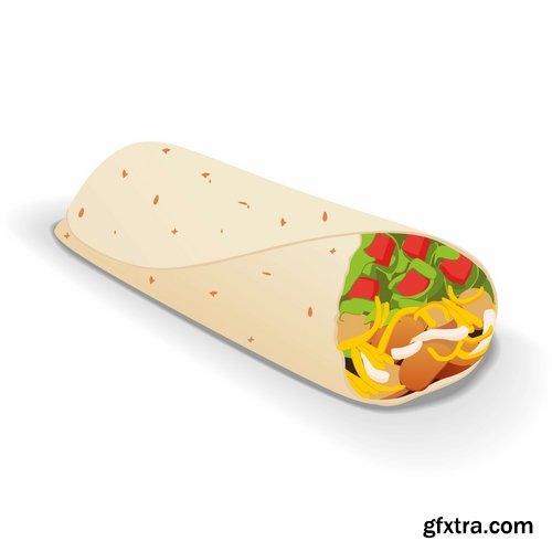 Collection burrito taco Mexican food flyer banner vector image 25 EPS