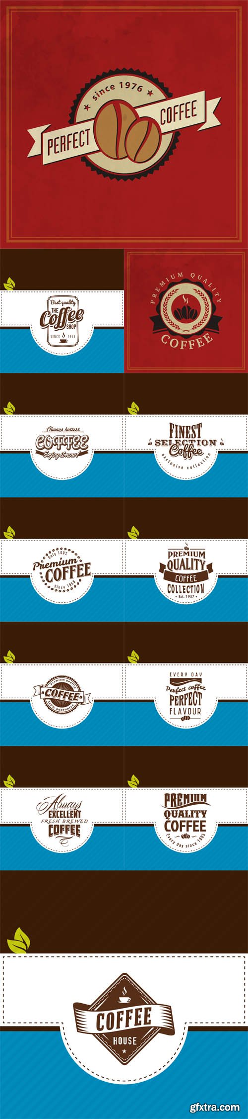 Vector Set - Coffee Shop Logo Design Element in Vintage Style