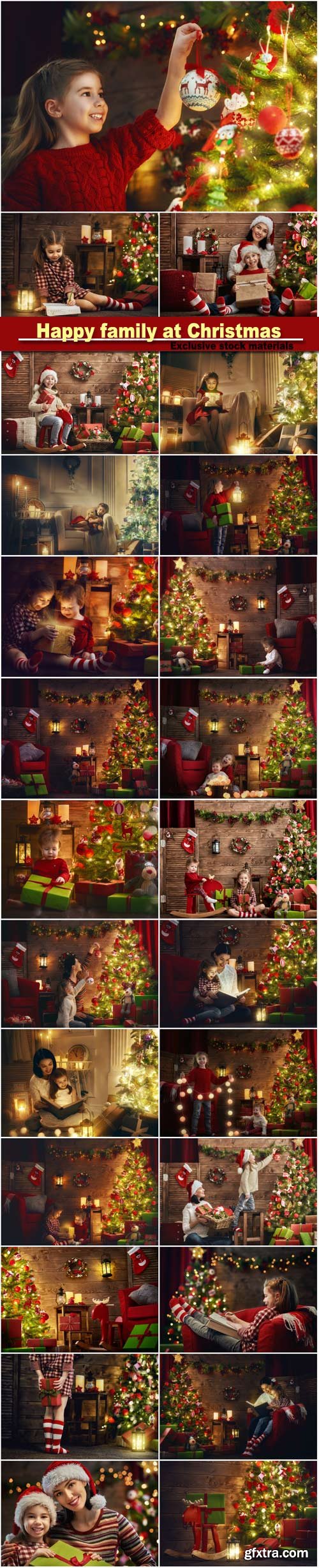 Happy Family at Christmas, Mother and Daughter 26xJPG