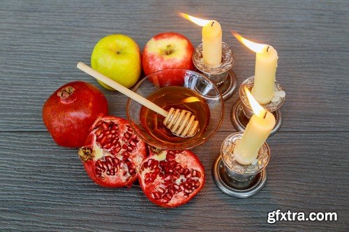 Honey with apples and pomegranates - 6 UHQ JPEG