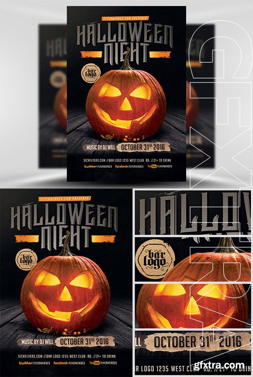 Pumpkin Halloween Night Flyer Template Pumpkin Halloween Night Flyer Template
