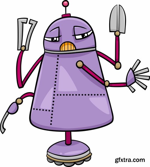 Collection robot cartoon illustration for children's books vector image 25 EPS