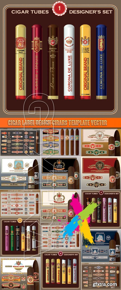 Cigar label design cirars template vector