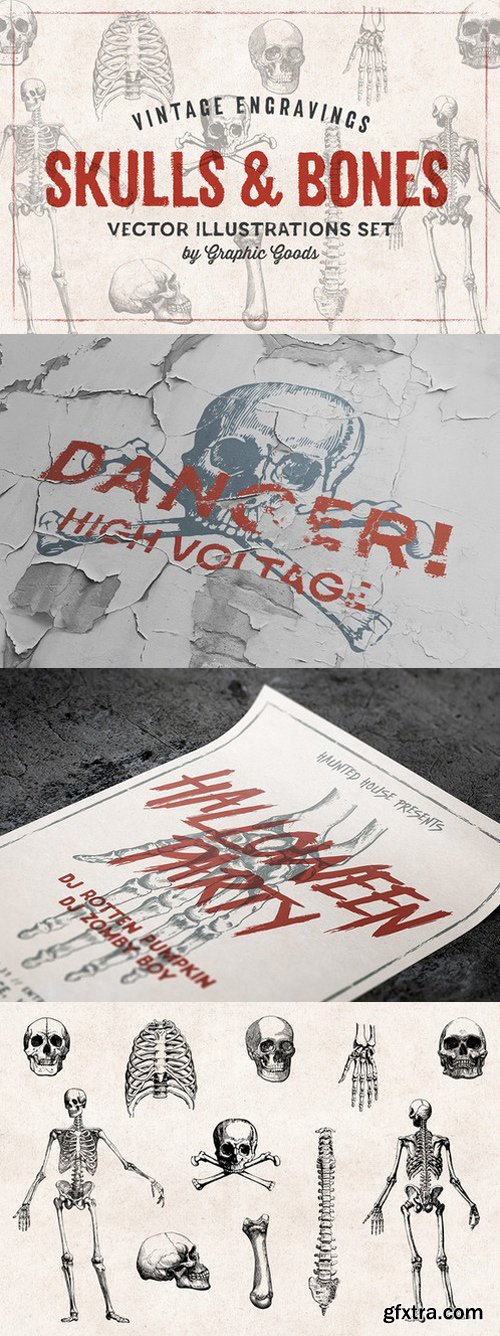 CM - 11 Skulls &amp; Bones Illustration Set 954005