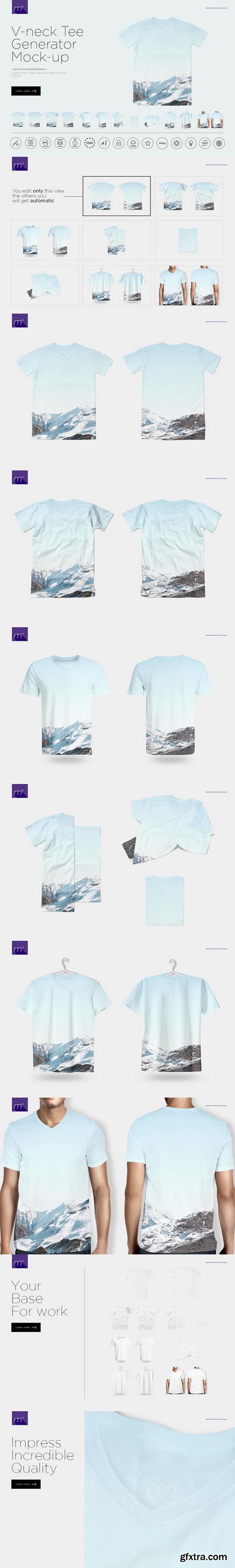 V-neck T-shirt Generator Mock-up 960582