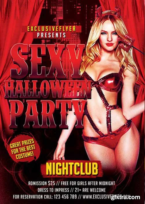 Sexy Halloween Party V2 Premium Flyer Template + Facebook Cover