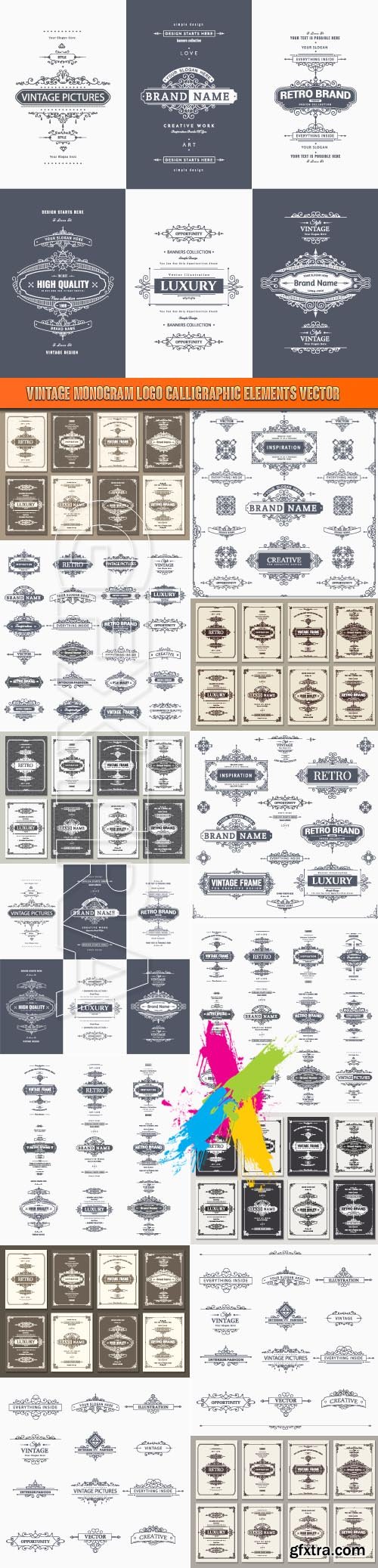 Vintage monogram logo calligraphic elements vector