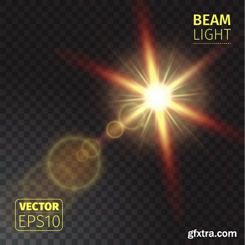 Collection of lighting effect beam light flux spotlight bulb circle vector image 25 EPS