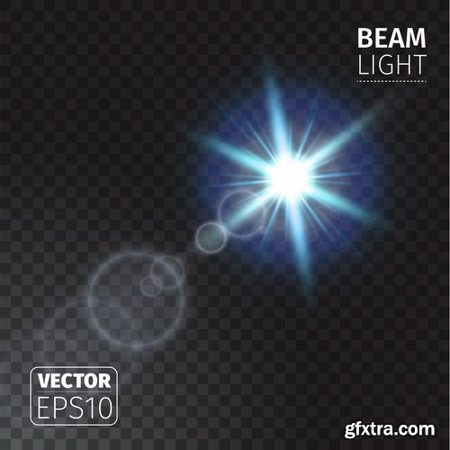 Collection of lighting effect beam light flux spotlight bulb circle vector image 25 EPS