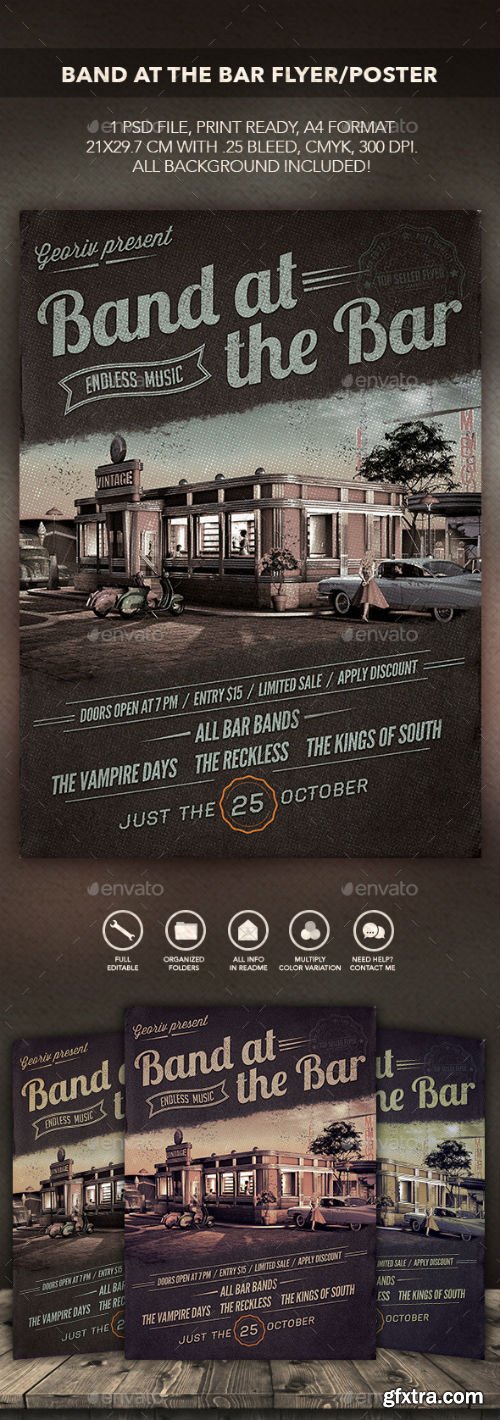 GR - Band at the Bar Flyer/Poster 10484290 GR - Band at the Bar Flyer/Poster 10484290