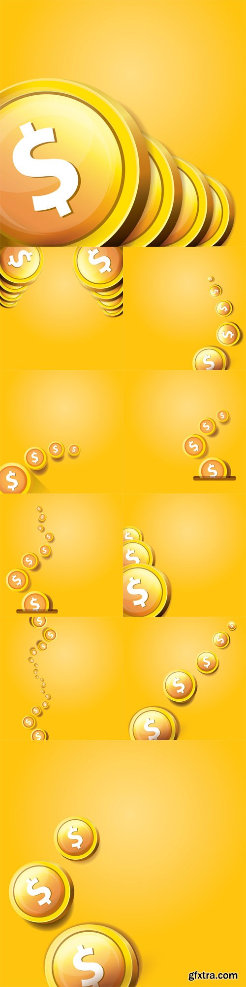 Vector Set - Abstract Business Background with Falling Coins