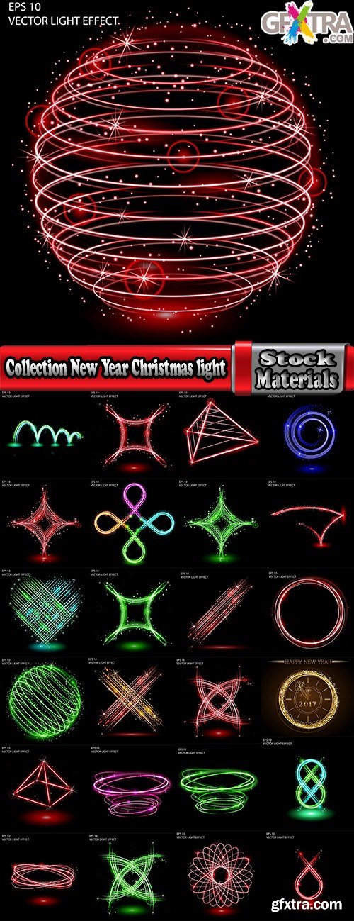 Collection New Year Christmas light effect spark laser illumination color music 25 EPS
