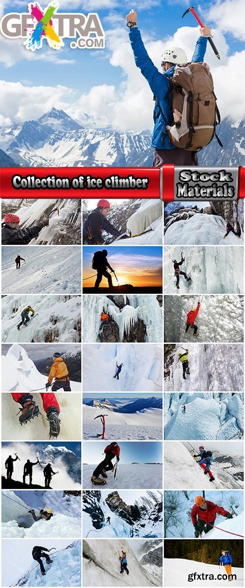 Collection of ice climber on a mountain glacier rock climbing gear 25 HQ Jpeg
