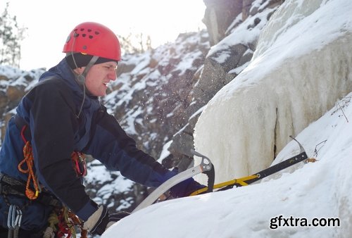 Collection of ice climber on a mountain glacier rock climbing gear 25 HQ Jpeg