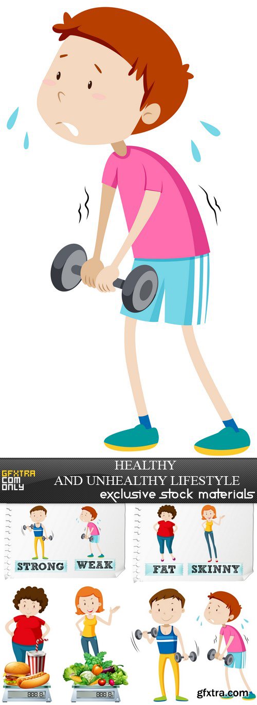 Healthy And Unhealthy Lifestyle - 5xEPS