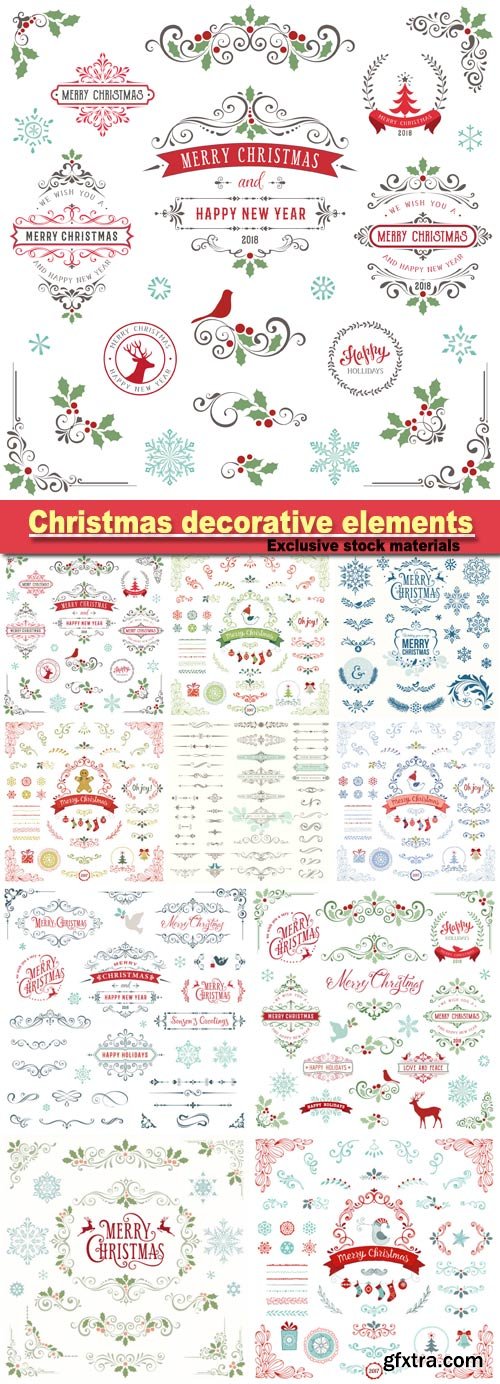Christmas decorative elements, vector design elements