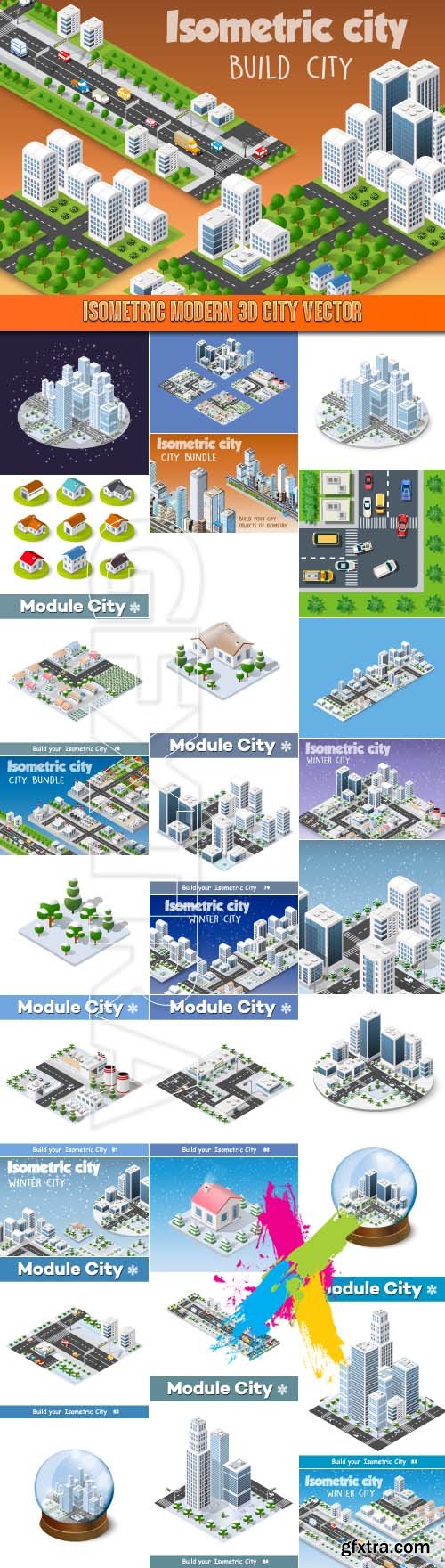 Isometric modern 3D city vector