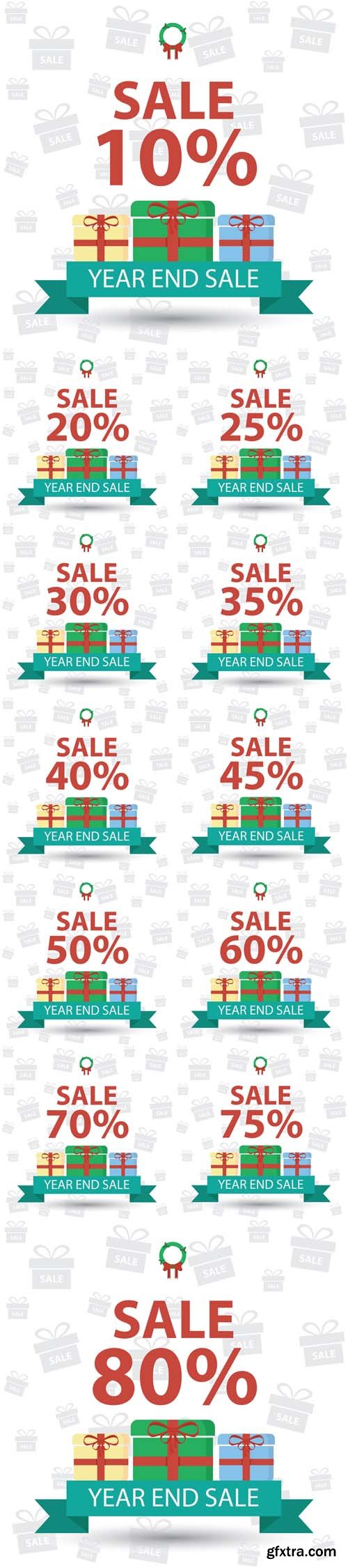 Vector Set - Sale Percents Year End Vector Set - Sale Percents Year End