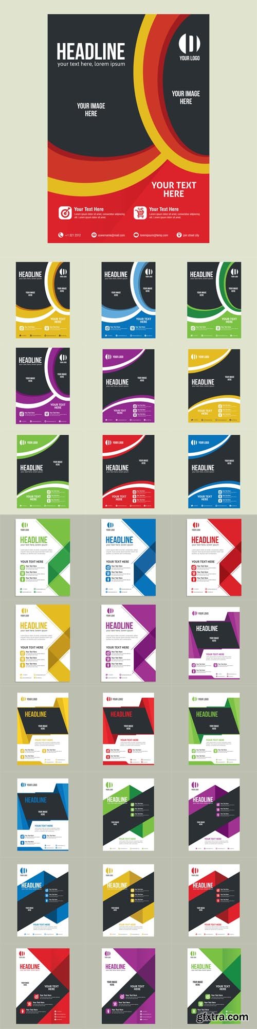 Vector Set - Business Brochures Flyer Design Layout Template in A4 Size Vector Set - Business Brochures Flyer Design Layout Template in A4 Size