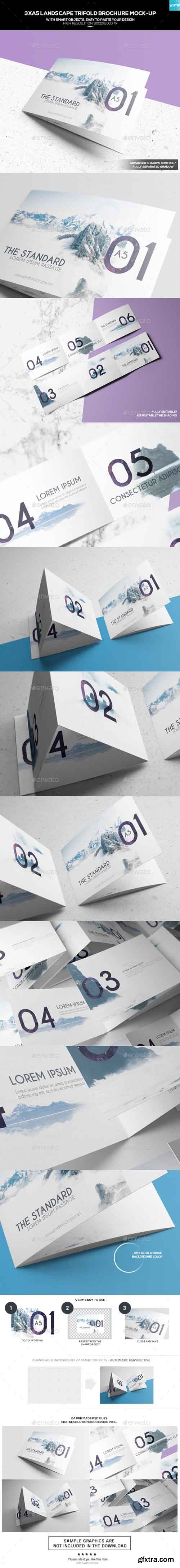 GR - 3xA5 Landscape Trifold Brochure Mock-up 17693607