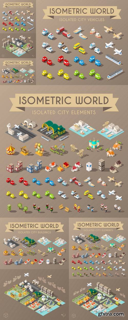 Isometric World - Set of Isolated Minimal City Elements