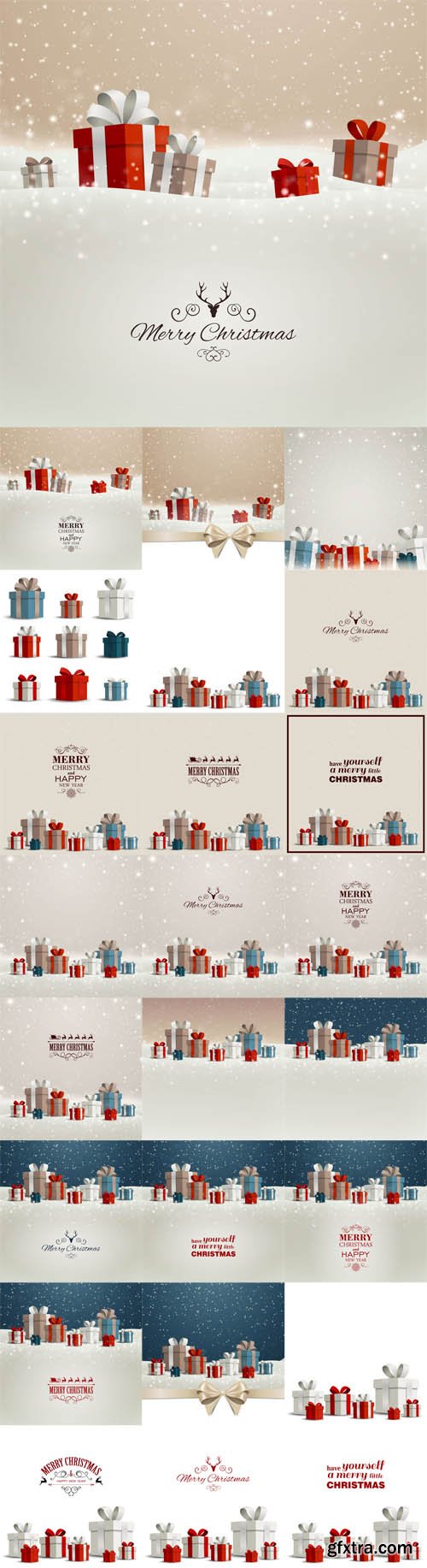 Vector Set - Illustration of a Christmas Holiday Design with Gift Boxes