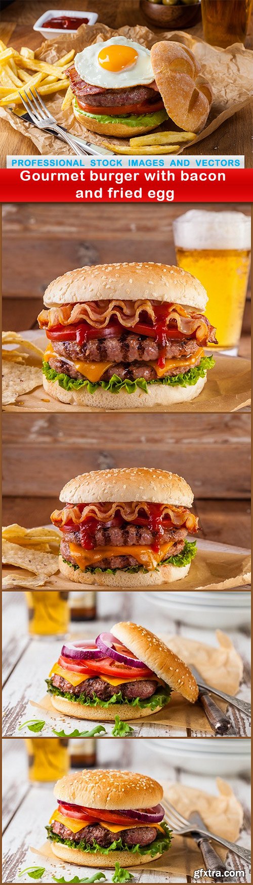 Gourmet burger with bacon and fried egg - 5 UHQ JPEG