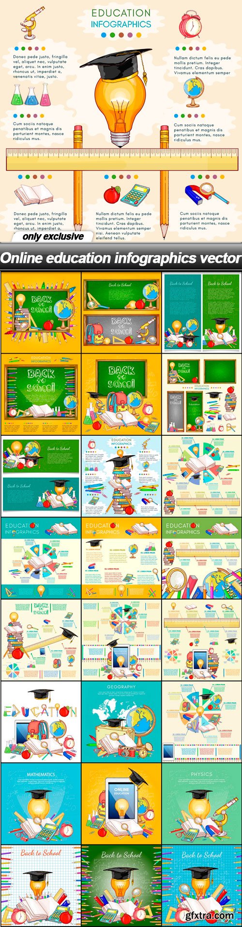 Online education infographics vector - 25 EPS