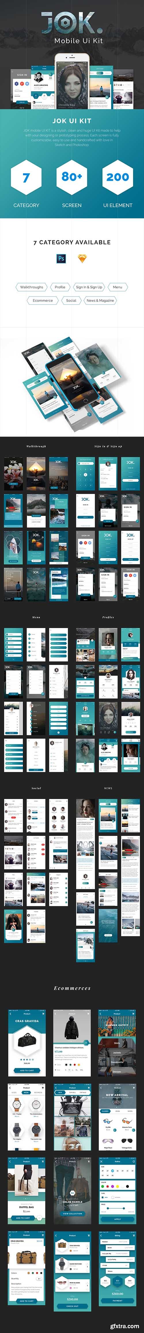 JOK Mobile UI Kit - Stylish & trendy iOS UI Kit for Sketch & Photoshop