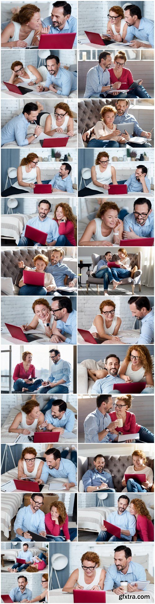 Woman and Man - Working with Laptop & Taking Notes 2 - 25xUHQ JPEG Photo Stock