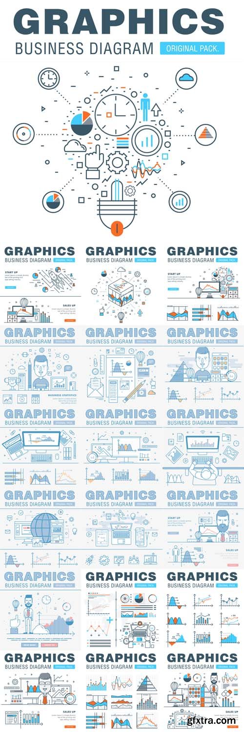 Vector Set - Business Graphics of Modern Office Industry