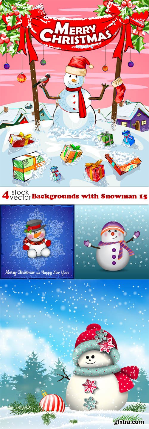 Vectors - Backgrounds with Snowman 15