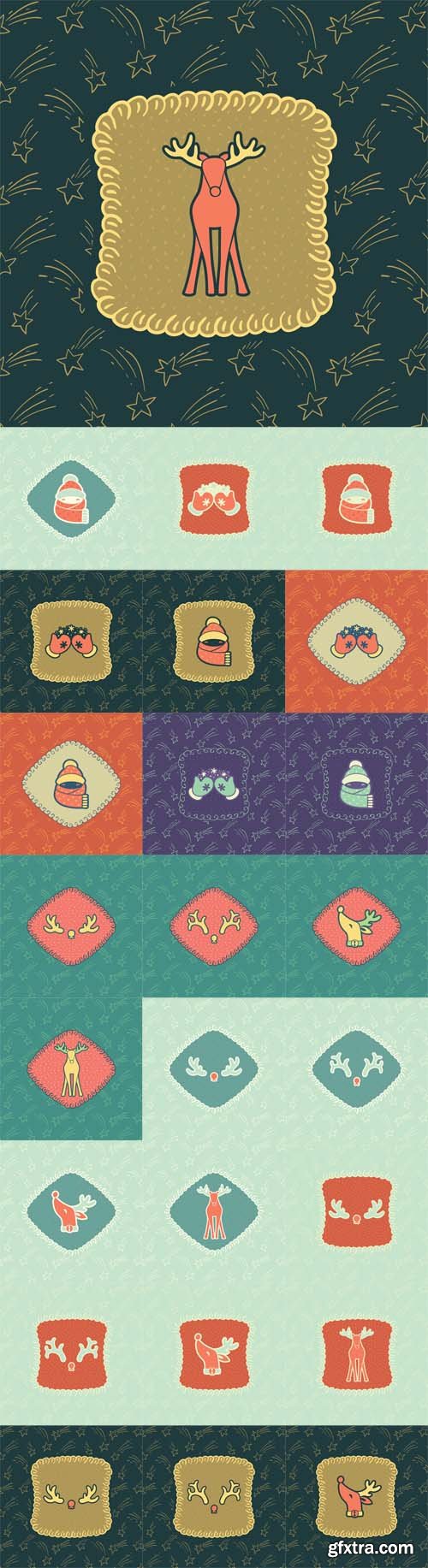 Vector Set - Christmas and New Year Vintage Ornate Frame 3