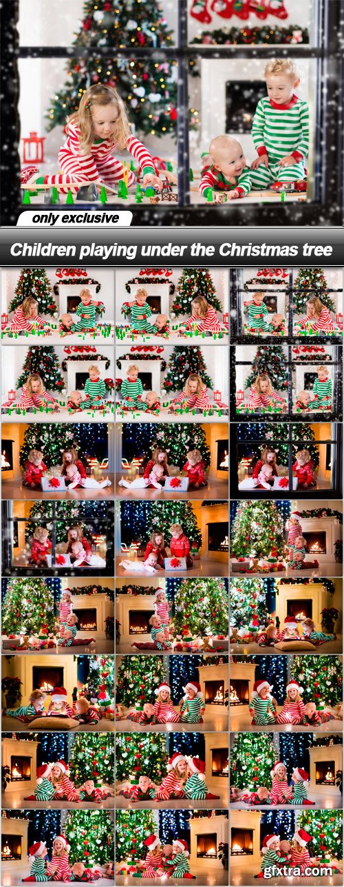 Children playing under the Christmas tree - 24 UHQ JPEG